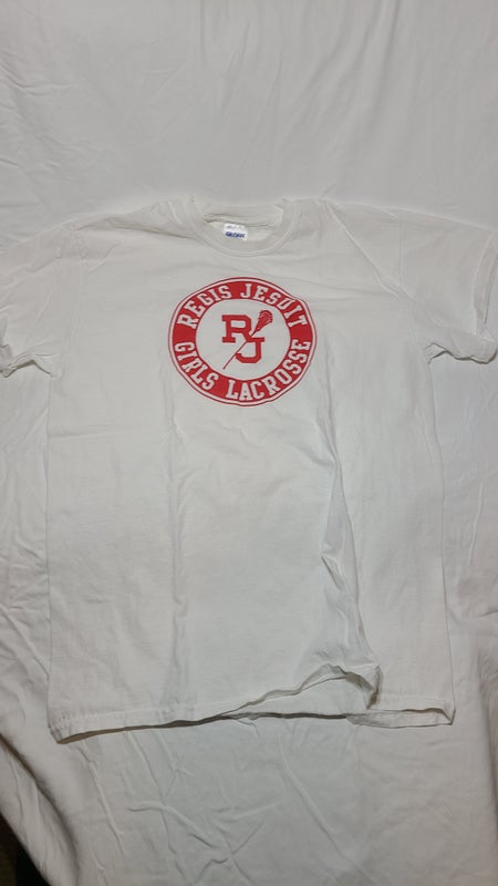 Vintage White Medium Regis Jesuit Girl's Lacrosse Team T-Shirt