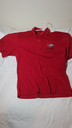 Red Used Large Men's Littleton Hawks Hockey Polo Shirt