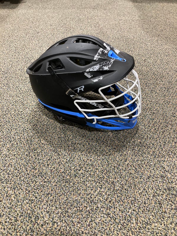 Used Black Cascade R Helmet W/ Carolina Blue Chin Piece