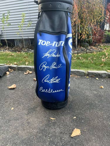 Top Flite INTIMIDATOR Extra Large Leather Golf Cart Bag, Black & Blue.  lightly used