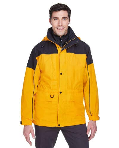NWt North End Mens' 3-in-1 Two-Tone Parka Yellow Black Size Medium