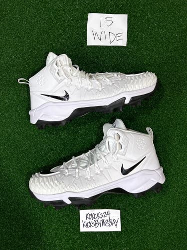 Nike Force Savage Pro Shark Football Cleats White Mens size 15 WIDE 923311 101
