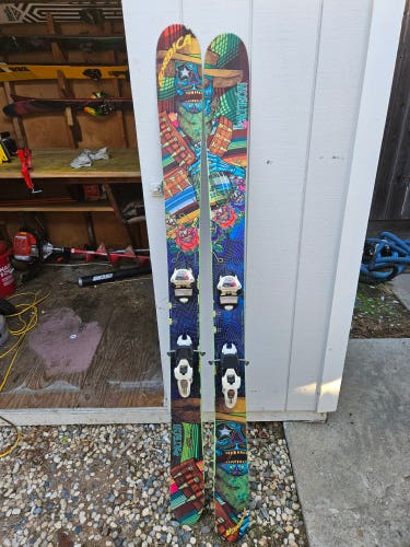 Used Men's 2013 Nordica Powder 177 cm Patron Skis With Bindings Max Din 13