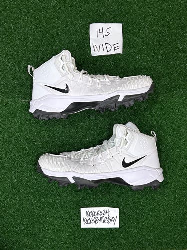 Nike Force Savage Pro Shark Football Cleats White Mens size 14.5 WIDE 923311 101