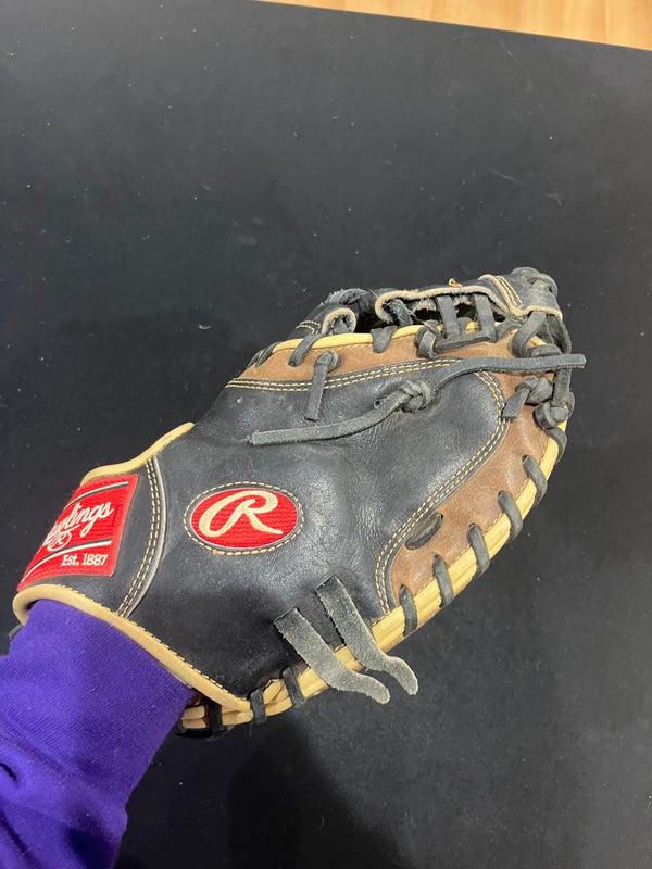 Used Rawlings Heart of the Hide Right Hand Throw Catcher Baseball Glove 33"