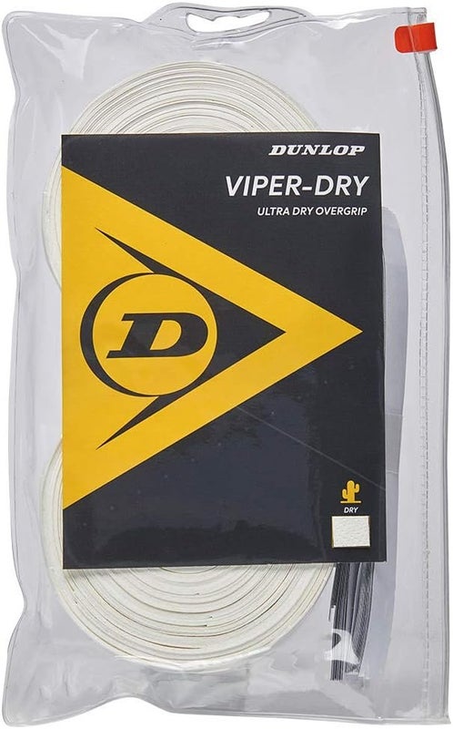 Dunlop Sports ViperDry Ultra Dry Tennis Overgrip, Roll of 30, White