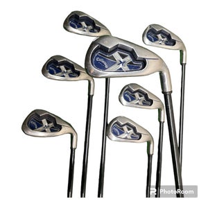 Callaway X-18 Iron Set 4-PW System 75cw R Flex Graphite RH New Grips! **READ**