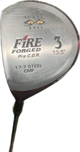 LH Snake Eyes Fire Forged 13.5° 3 Wood TT Lite Stiff Flex Steel Shaft 43”L