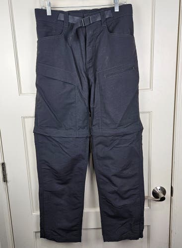 North Face Convertible Pants Mens S Charcoal Gray Belted Nylon Zip Off Shorts