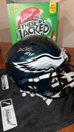 Jalen Carter Autographed Full Size Replica Eagles NFL Helmet Riddell Fanatics