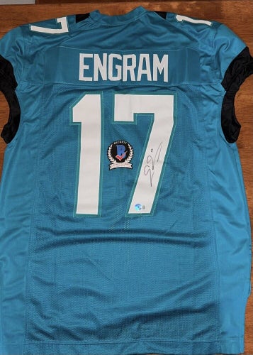 Evan Engram Custom Autographed Teal Jersey Beckett Authentic Size XL Jaguars