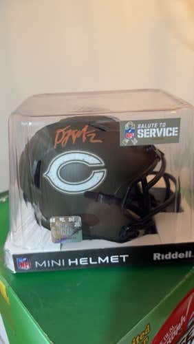 DJ Moore Autographed Chicago Bears Riddell Salute To Service MINI Helmet Beckett