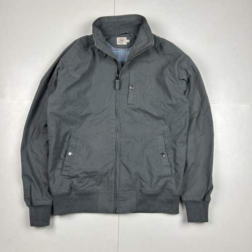 Faherty Brand Gray Zip Up Jacket Windbreaker Plaid Lined Men's Small