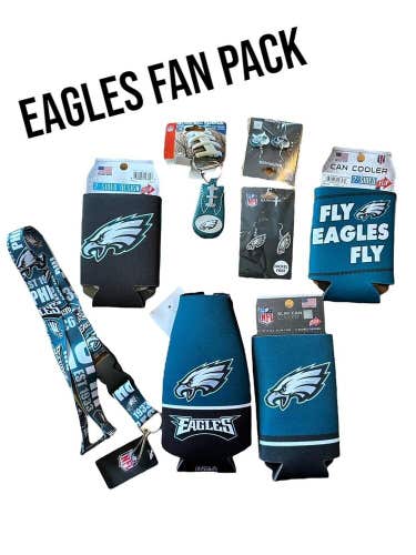 Philadelphia Eagles 8 Piece Fan Pack Gift Set Coolers Earrings Lanyard Keychain