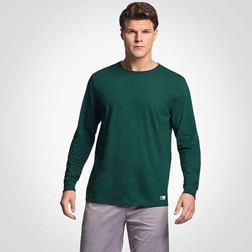 Russell Athletics Mens Performance Size Medium Dark Green Long Sleeved Shirt New