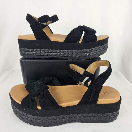 UGG Womens Slingback Ankle Strap Platform Sandals Neusch Size 9.5 Black Suede