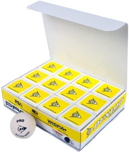 Dunlop Pro Glass Court White Squash Ball ( 12 Balls )