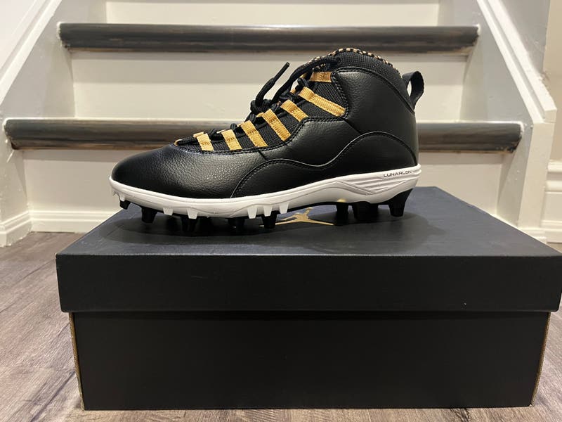 Air Jordan 10‎ TD Mids Black football cleats size 7.5 black molded Jordan 10 TD Mid Black White for Sale | Authenticity  main image 3