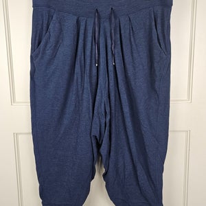 lululemon Palazzo Crop Size: 12 Blue Stretchy Pockets Wide Leg Drawstring Yoga