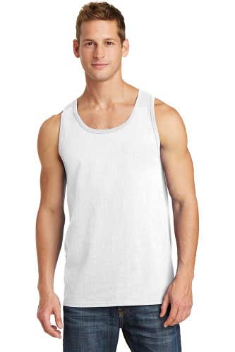 Port and Company Mens Core Cotton Size Extra Large White Tank Top New 90836