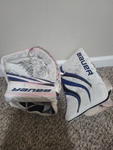 Used Bauer RX4 glove and blocker