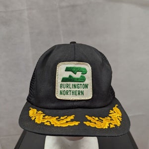 Vintage Burlington Northern Gold Leaf Mesh Trucker Snapback Hat K-Brand