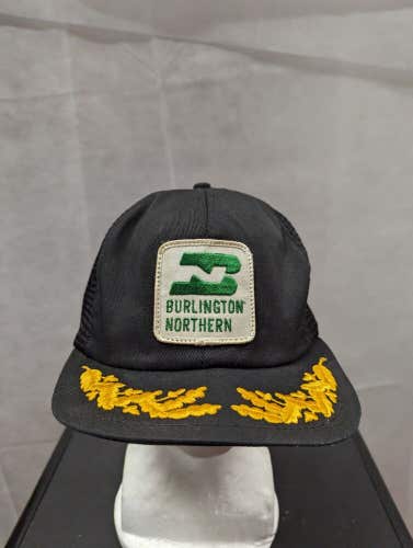 Vintage Burlington Northern Gold Leaf Mesh Trucker Snapback Hat K-Brand