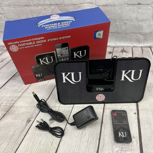 Portable iDock Stereo Speakers Phone Tablet PC Battery AC Remote Kansas KU