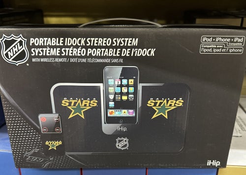 Portable iDock Stereo Speakers Phone Tablet PC Battery AC Remote Dallas Stars
