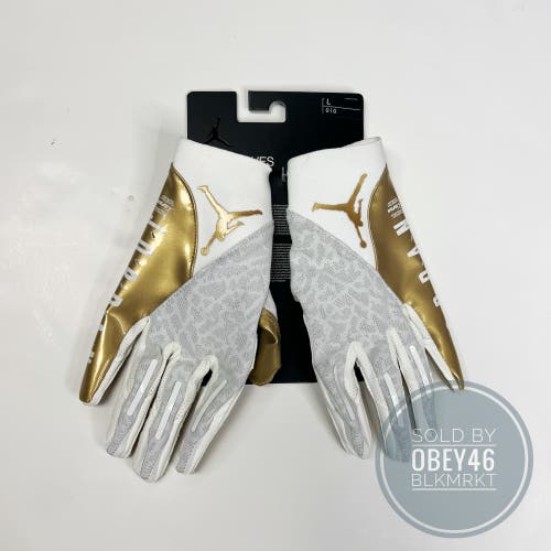 NIKE Air JORDAN VAPOR KNIT 4.0 Football Receiver Gloves White Gold