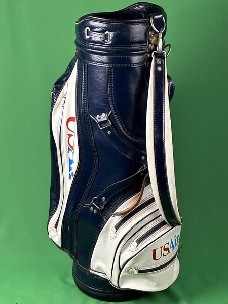 Burton Golf Cart Bag US Air Golf Logo 6 Way Vinyl Leather Navy