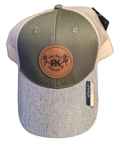 R K Hunting Co Trucker Mesh Adjustable Hat Cap NWOT Green Gray Deer Antlers