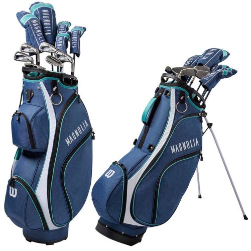 Wilson Ladies Magnolia Complete Golf Set Cart Bag - Navy Aqua - Right Hand