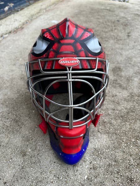 custom spiderman football helmet Painted Goalie Mask: Peter Budaj Goalie Mask Unsigned Goalie Mask Collector Your Friendly Neighborhood Spider-Man VS