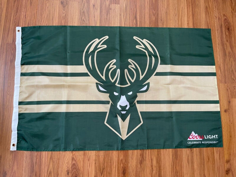 Milwaukee Bucks NBA BASKETBALL COORS LIGHT 2021 Promo Fan Cave Banner Flag!
