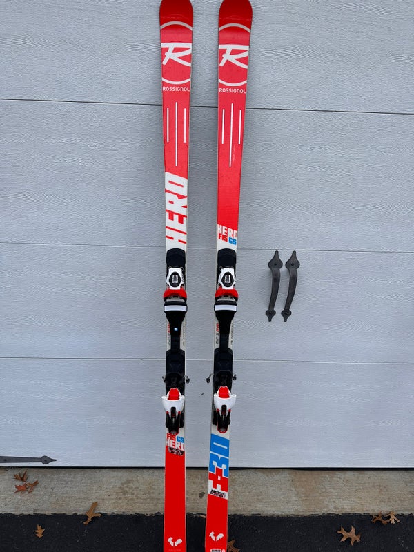 Used Racing With Bindings Max Din 12 Hero FIS GS Pro Skis
