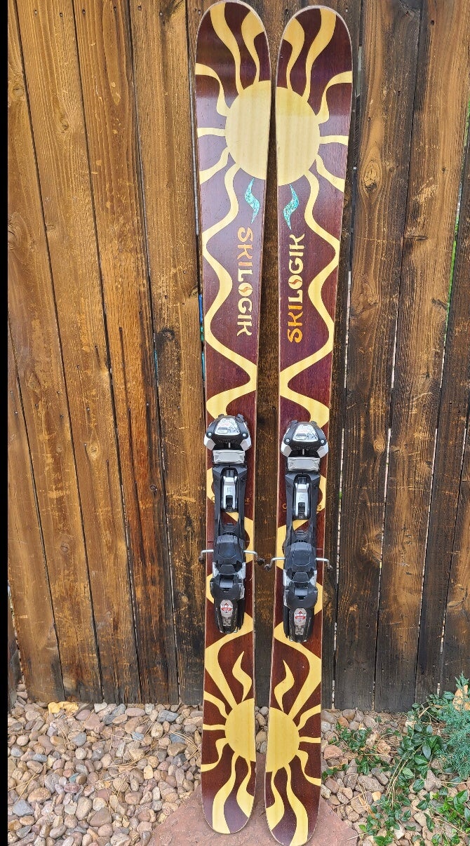 Used Women's Ski Logik 168cm Powder Skis With Bindings Max Din 15