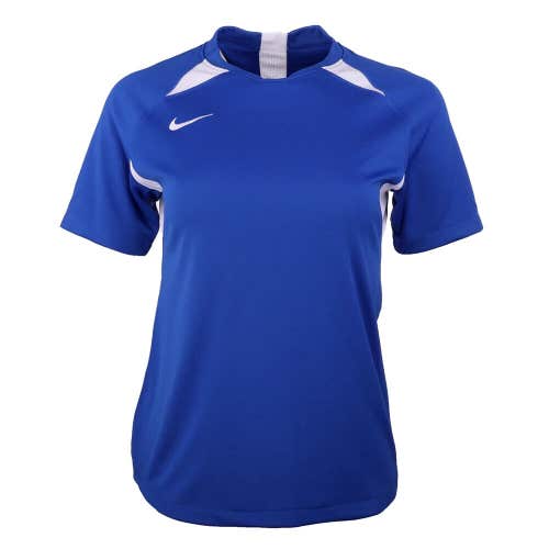 Nike Womens DriFIT Legend Size Large Royal Blue Vneck Short Sleeve Shirt NWT $30