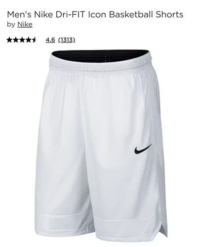 Nike Dri Fit Icon Basketball Shorts Size MEDIUM Men's White AJ3914-100 NWT