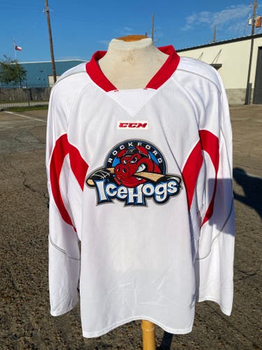 CCM Edge Rockford Ice Hogs Pro Stock Goalie Practice Jersey White 4454
