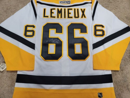 MARIO LEMIEUX 2001 Signed Pittsburgh Penguins CCM Pro Authentic Hockey Jersey 50
