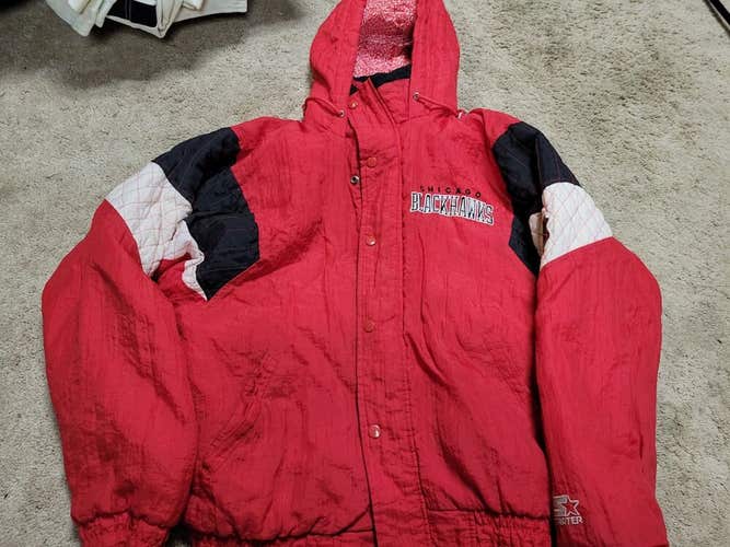 CHICAGO BLACKHAWKS Vintage 90's Starter Jacket Winter Coat Adult SMALL