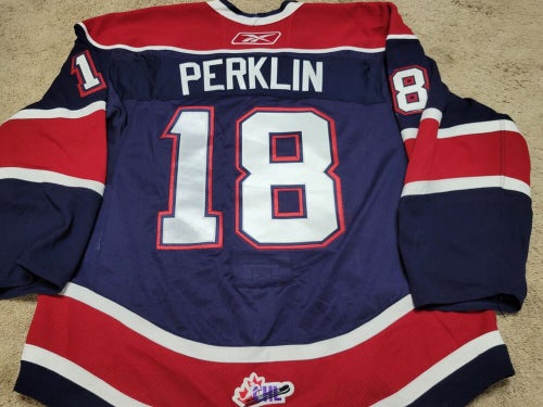 DAVID PERKLIN 11'12 Multi Signed Saginaw Spirit OHL Game Worn Hockey Jersey