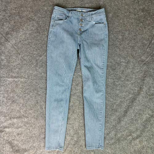 Old Navy Womens Jeans 4 Blue White Skinny Pant Denim Casual Pinstripes Rockstar