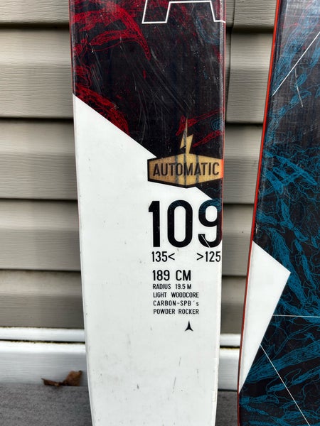 Used Atomic 189 cm Powder Automatic Skis Without Bindings