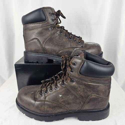 Men's Brahma Raid (ASTM F2413-11) Brown Steel Toe Work Boots Mens Size 8