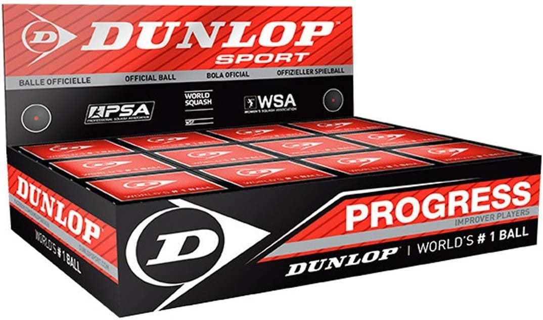 Dunlop Sports Progress Squash Ball, 12-Ball Box