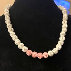 MLB Type Silver and pink rhinestones necklace