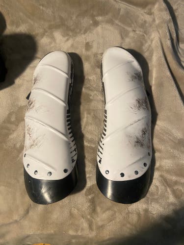 Used Large Slytech White Black Slalom Shin Guards