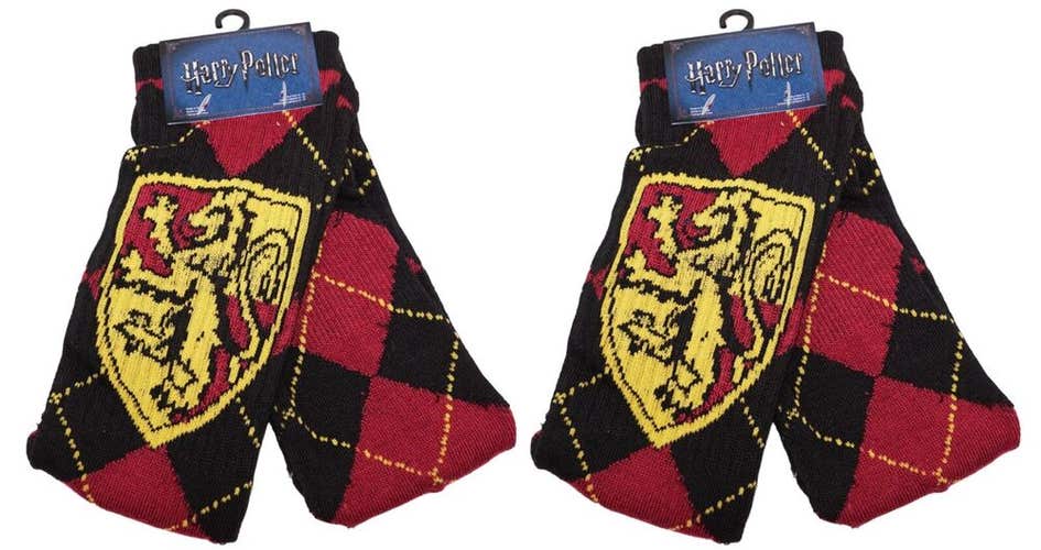 2 Pair Lot - Harry Potter Adult Crew Socks Size 6-12 - Gryffindor Lion Logo 2017